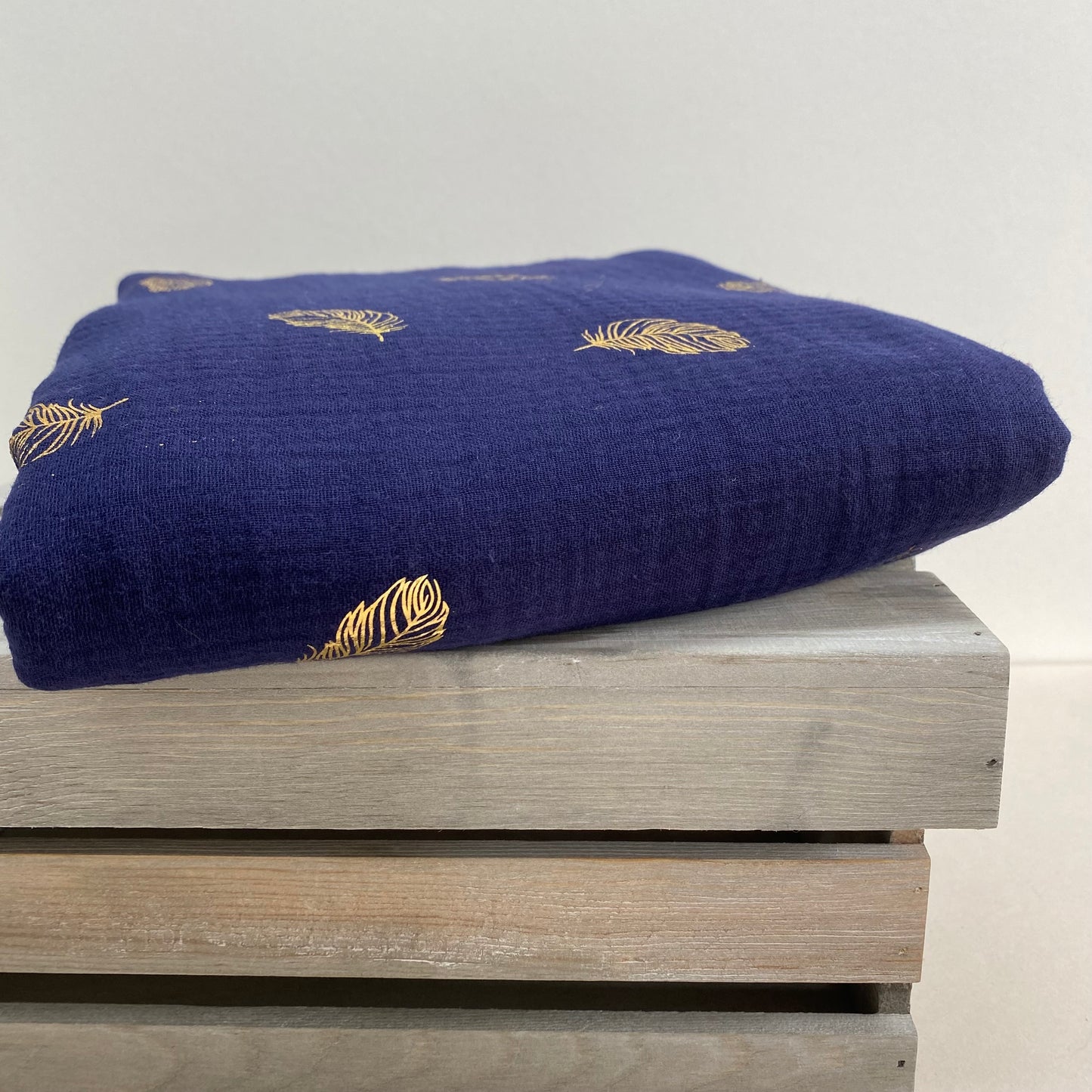 Olivia Double Gauze Fabric Feather Midnight 2.2m