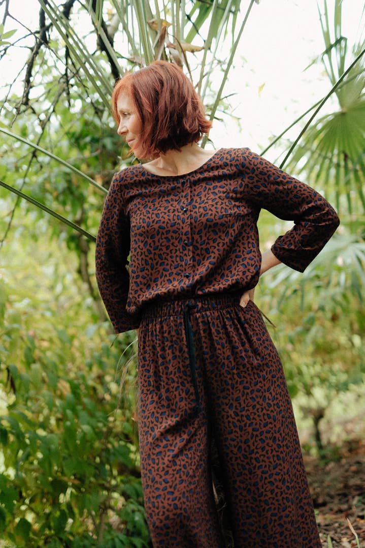 Eglantine et Zoe Jungle Collection Bagheera Chocolate Viscose Fabric