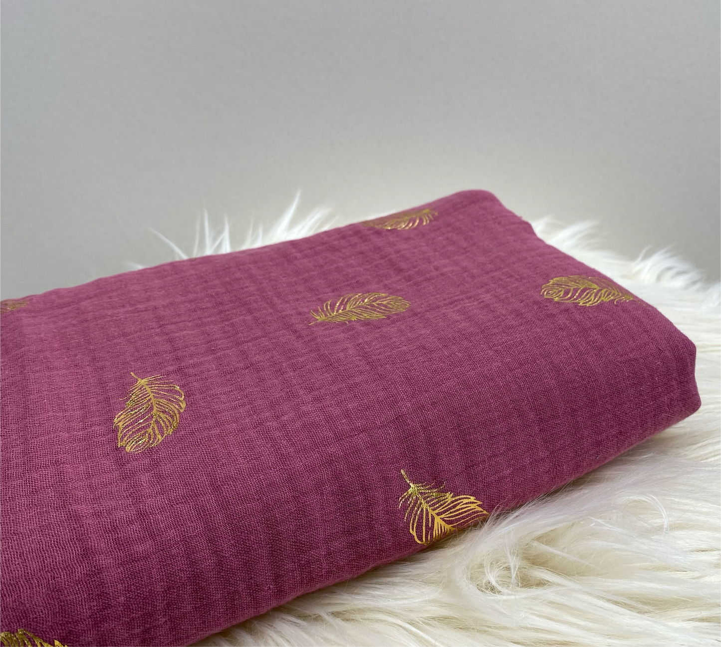 Olivia Double Gauze Fabric Feather Rose