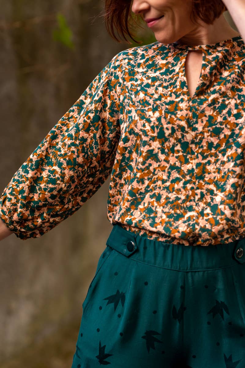 Eglantine et Zoé Green Granite Viscose Fabric