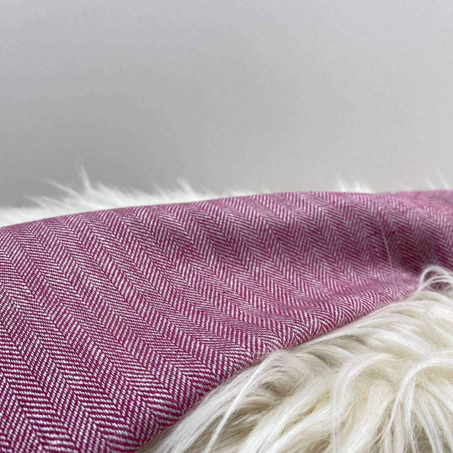 Herringbone Linen Blend Twill Fabric Rose