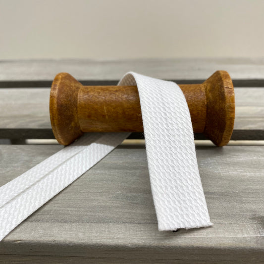 White Waffle Cotton Bias Binding 20mm