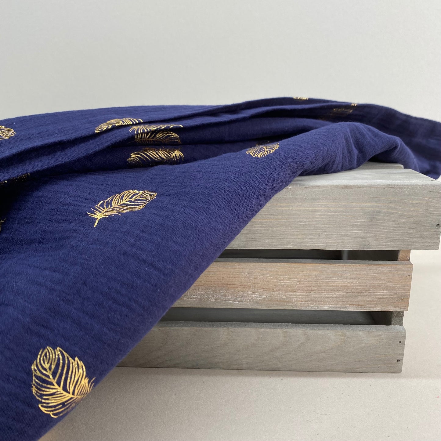 Olivia Double Gauze Fabric Feather Midnight 2.2m