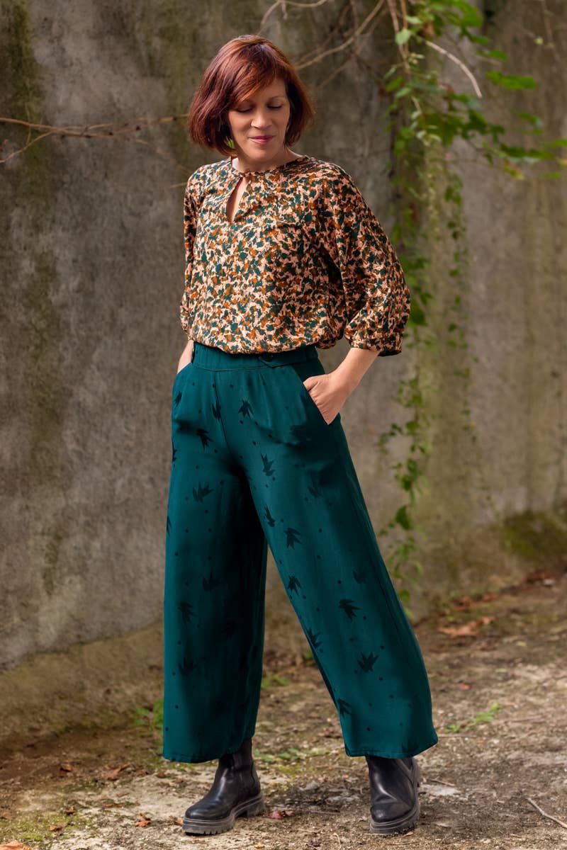 Eglantine et Zoé Green Granite Viscose Fabric