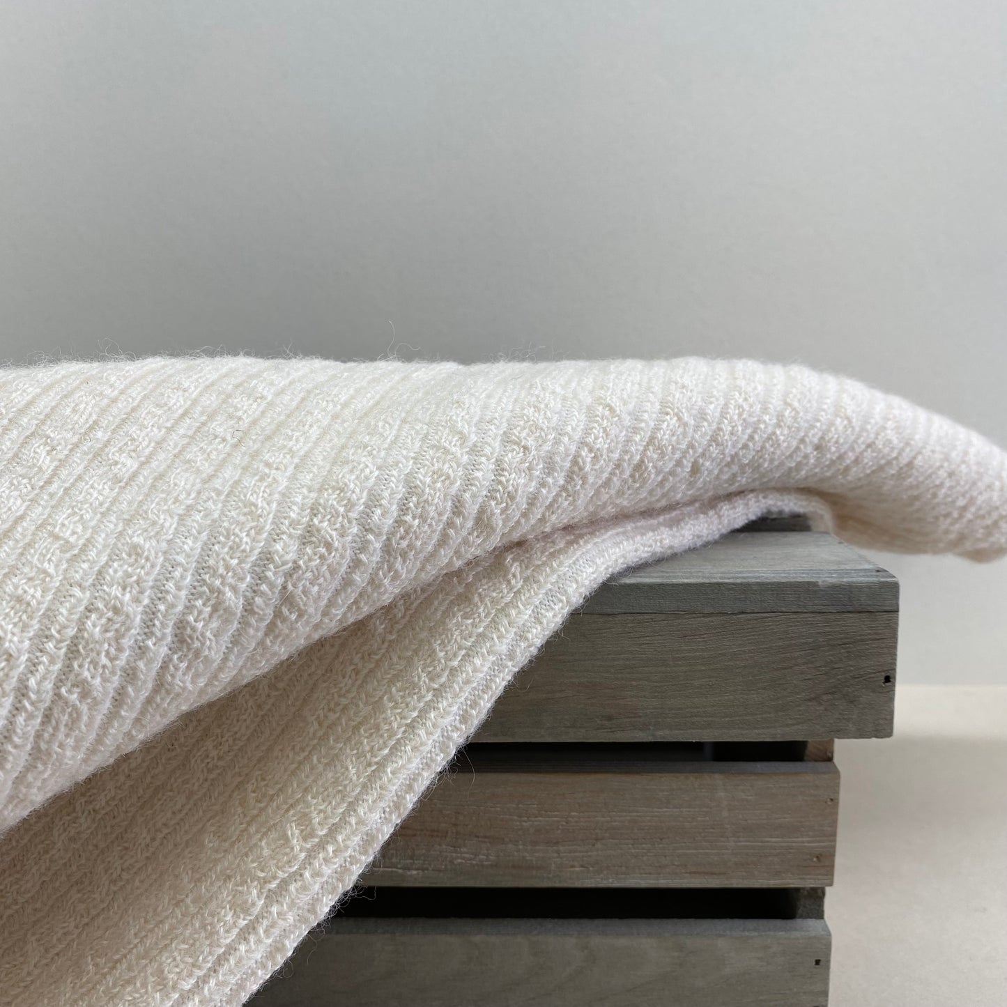 Wool Blend Rib Sweater Knit Fabric Milk