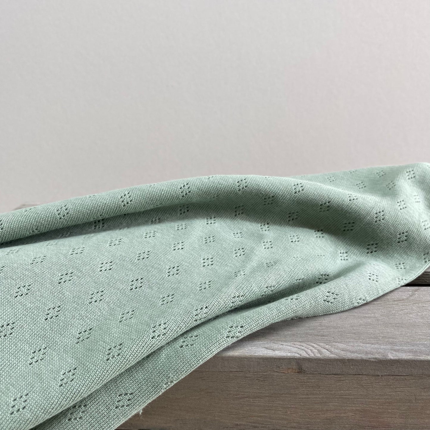 Pointelle Mint Cotton Lace Knit Fabric