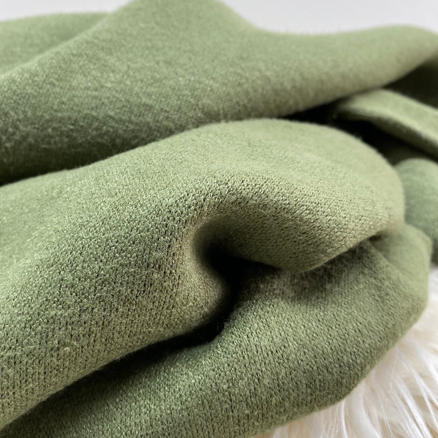 Viscose Blend Sweater Knit Fabric Olive 1m