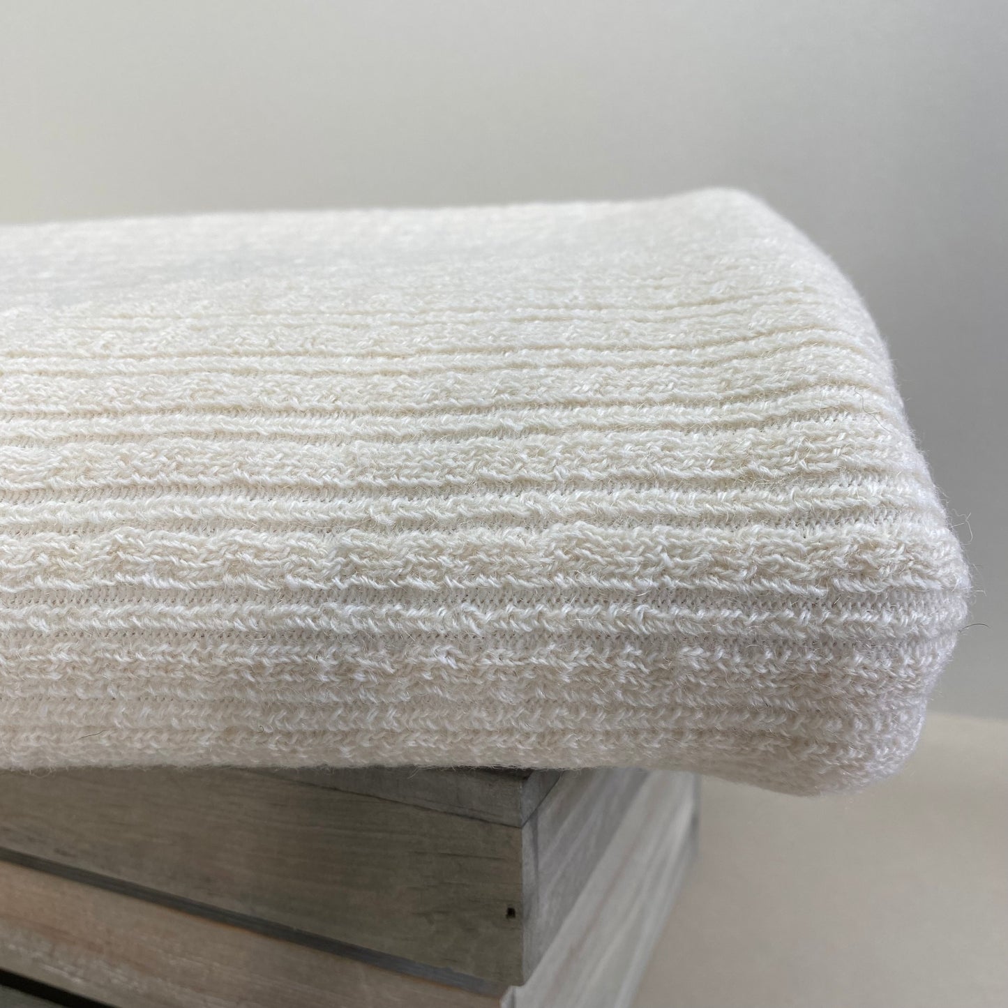 Wool Blend Rib Sweater Knit Fabric Milk