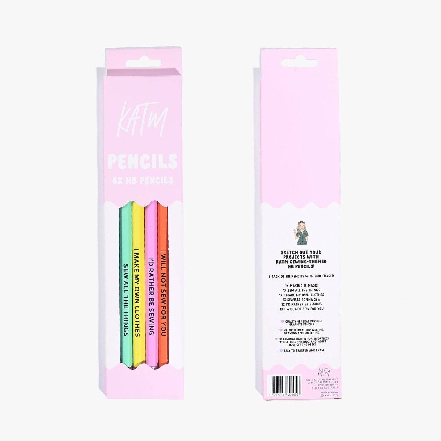 Kylie and The Machine Sewing Themed Pencils | Pack of 6 HB Pencils