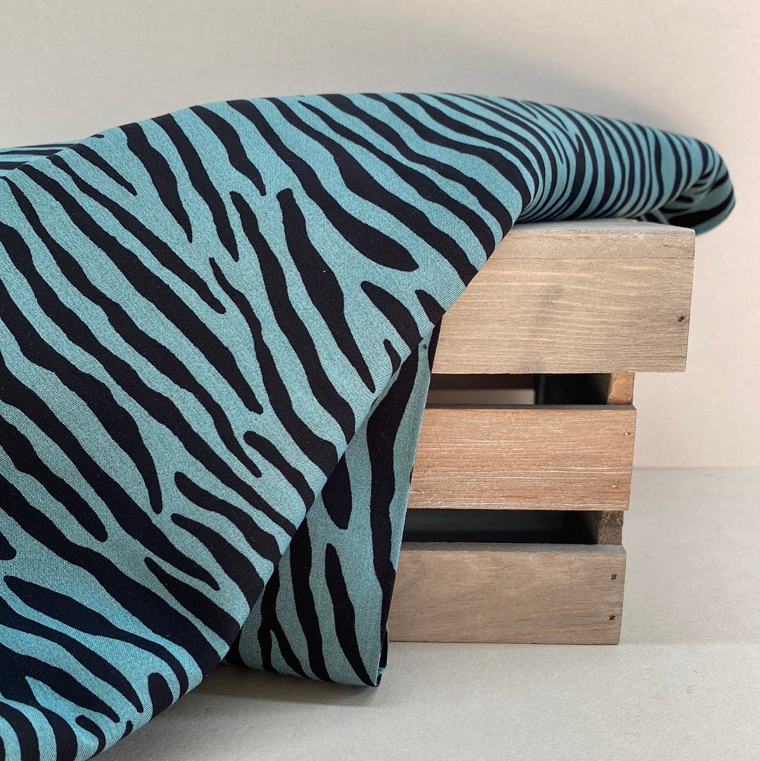 Radiance Zebra Stripe Viscose Dress Fabric Mint Humbug