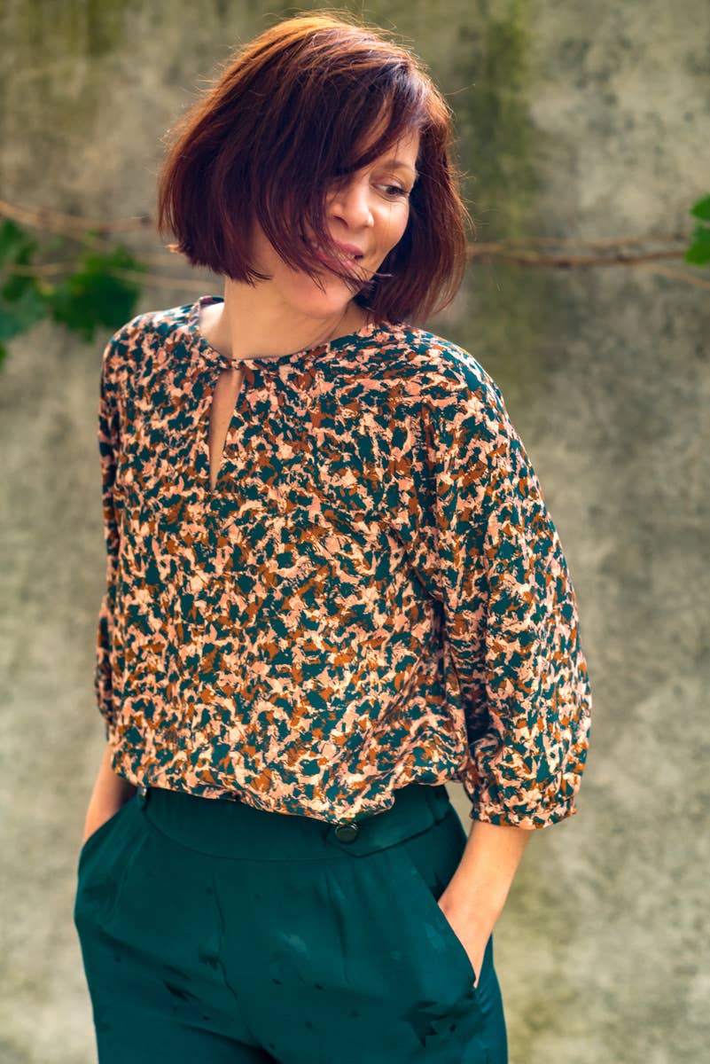 Eglantine et Zoé Green Granite Viscose Fabric