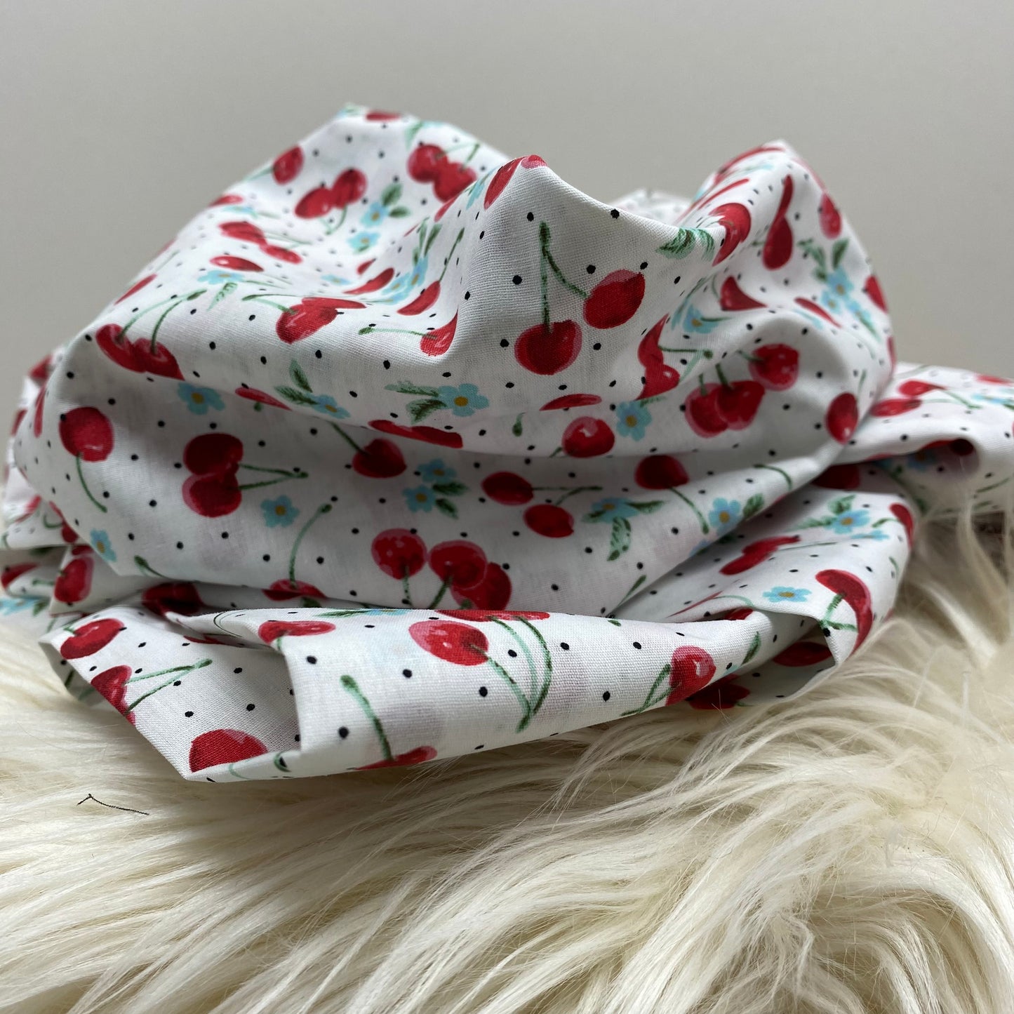 Cotton Poplin Forget-me-not Cherry Print