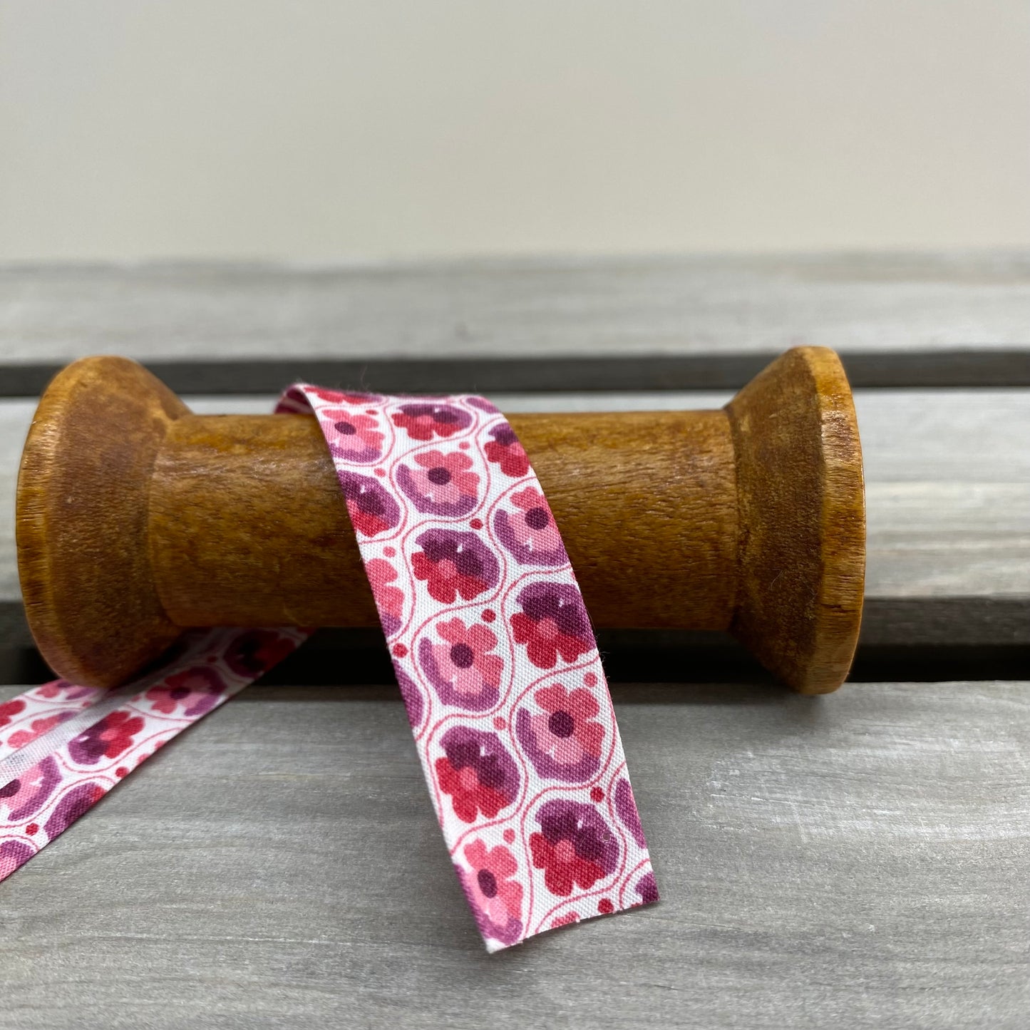Purple Floral Cotton Bias Binding 20mm