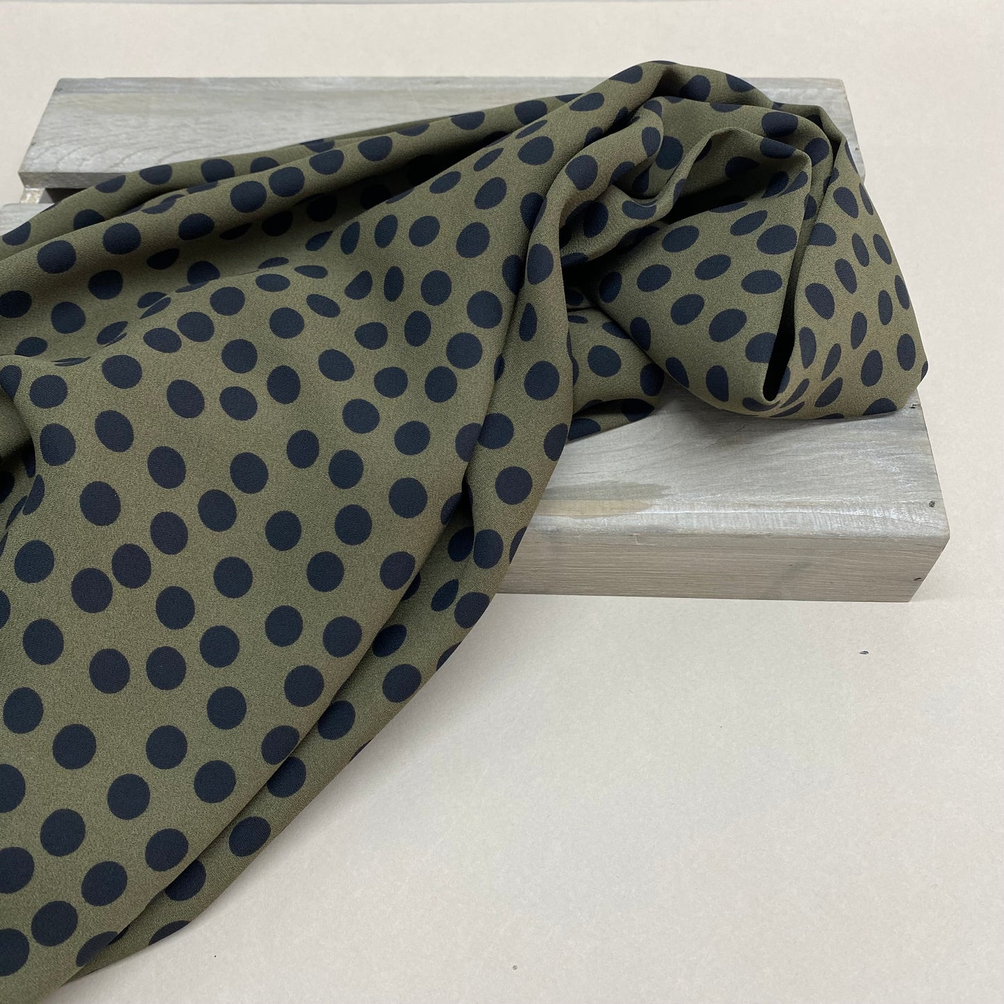 Olive Spot Crepe Georgette