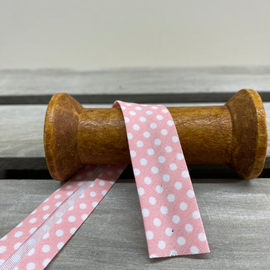 Pink Spot Cotton Bias Binding 20mm