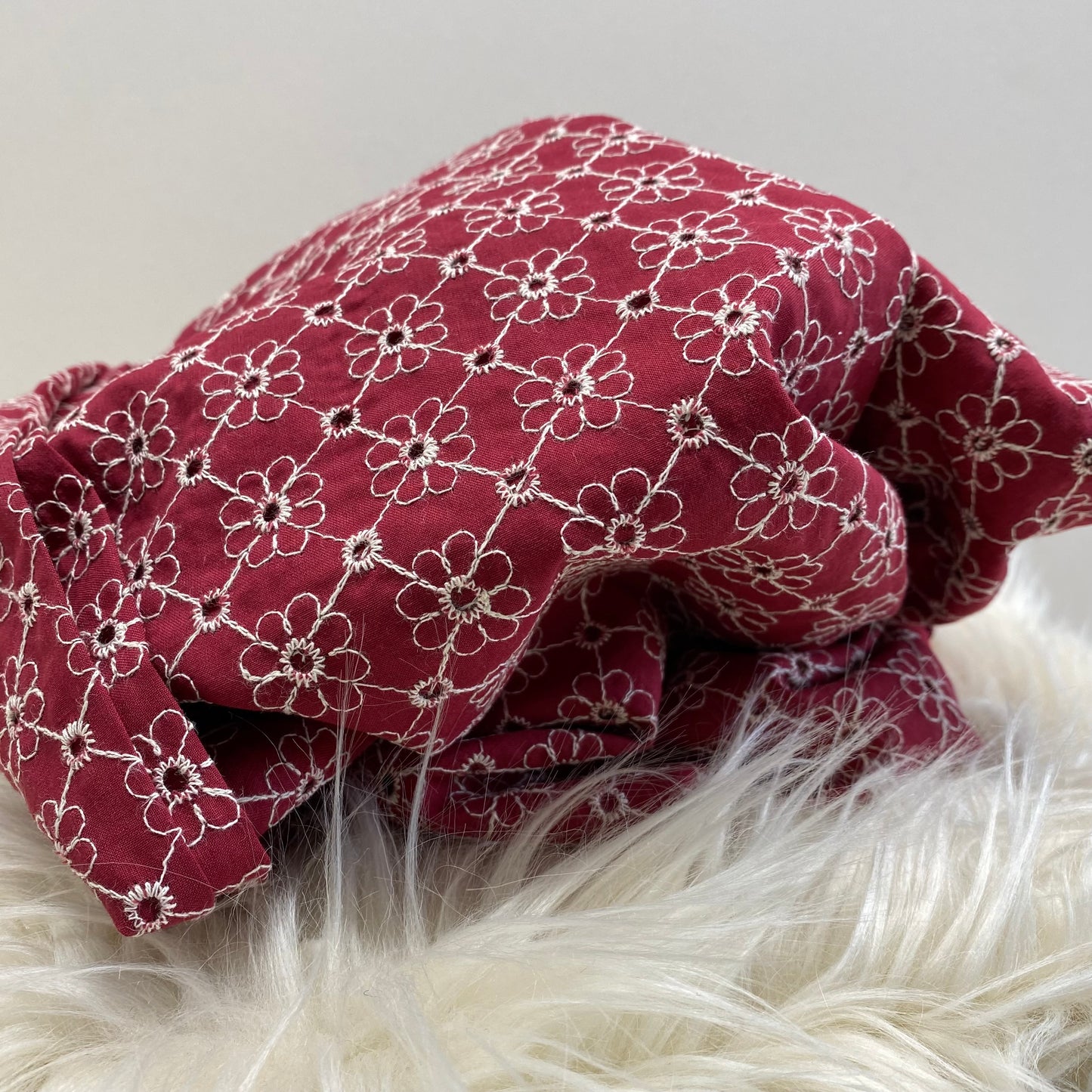 Embroidered Eyelet Cotton Poplin Crimson Daisy
