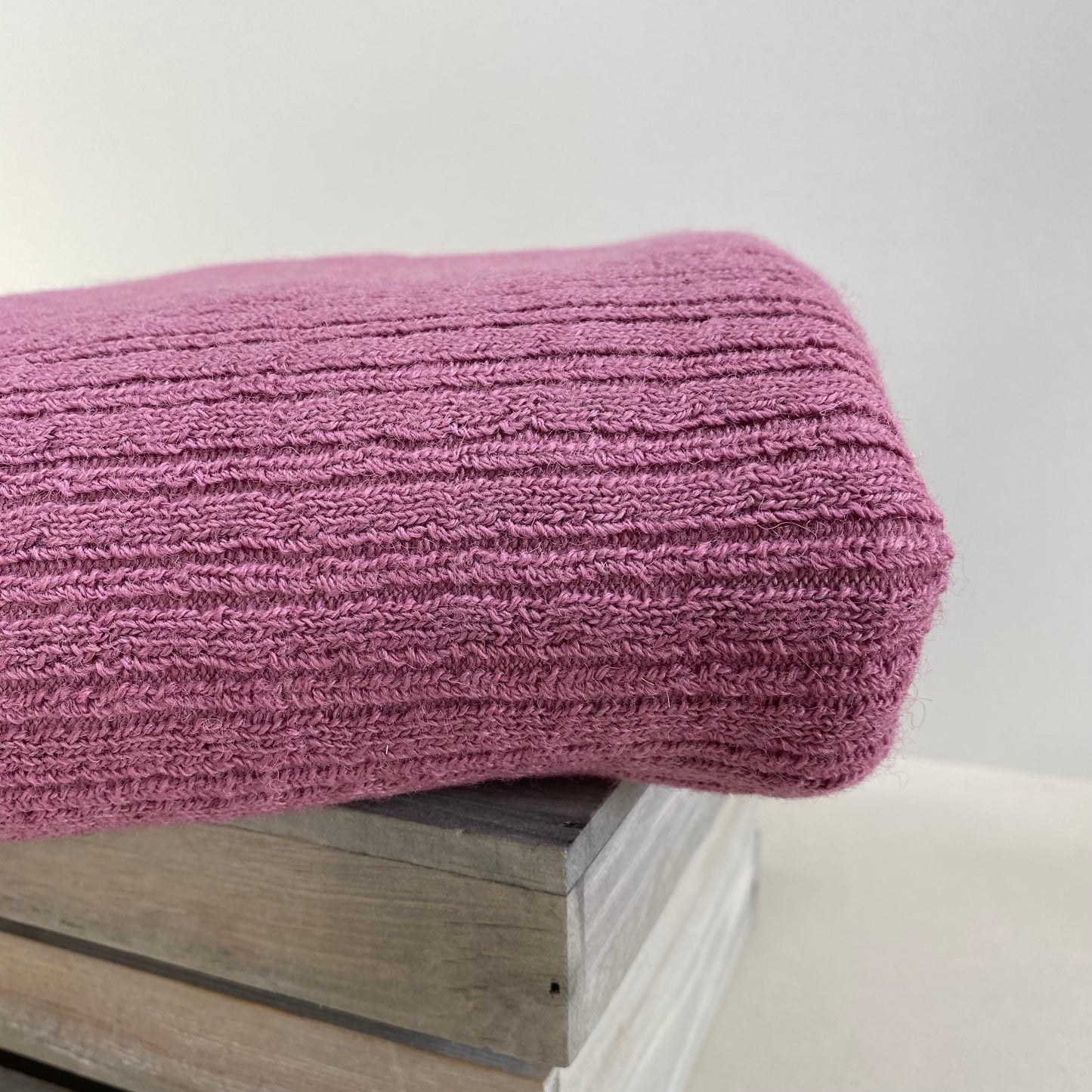 Wool Blend Rib Sweater Knit Fabric Rosewood