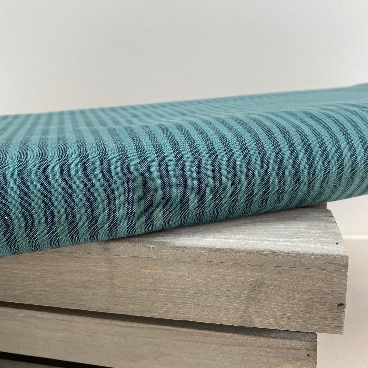 Mind the MAKER Organic Oxford Cotton Stripe Indigo Night & Chalky Green