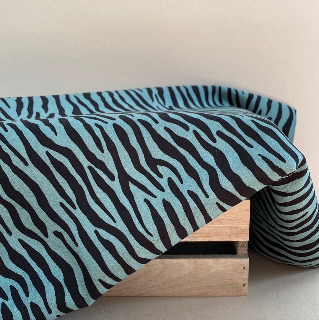 Radiance Zebra Stripe Viscose Dress Fabric Mint Humbug