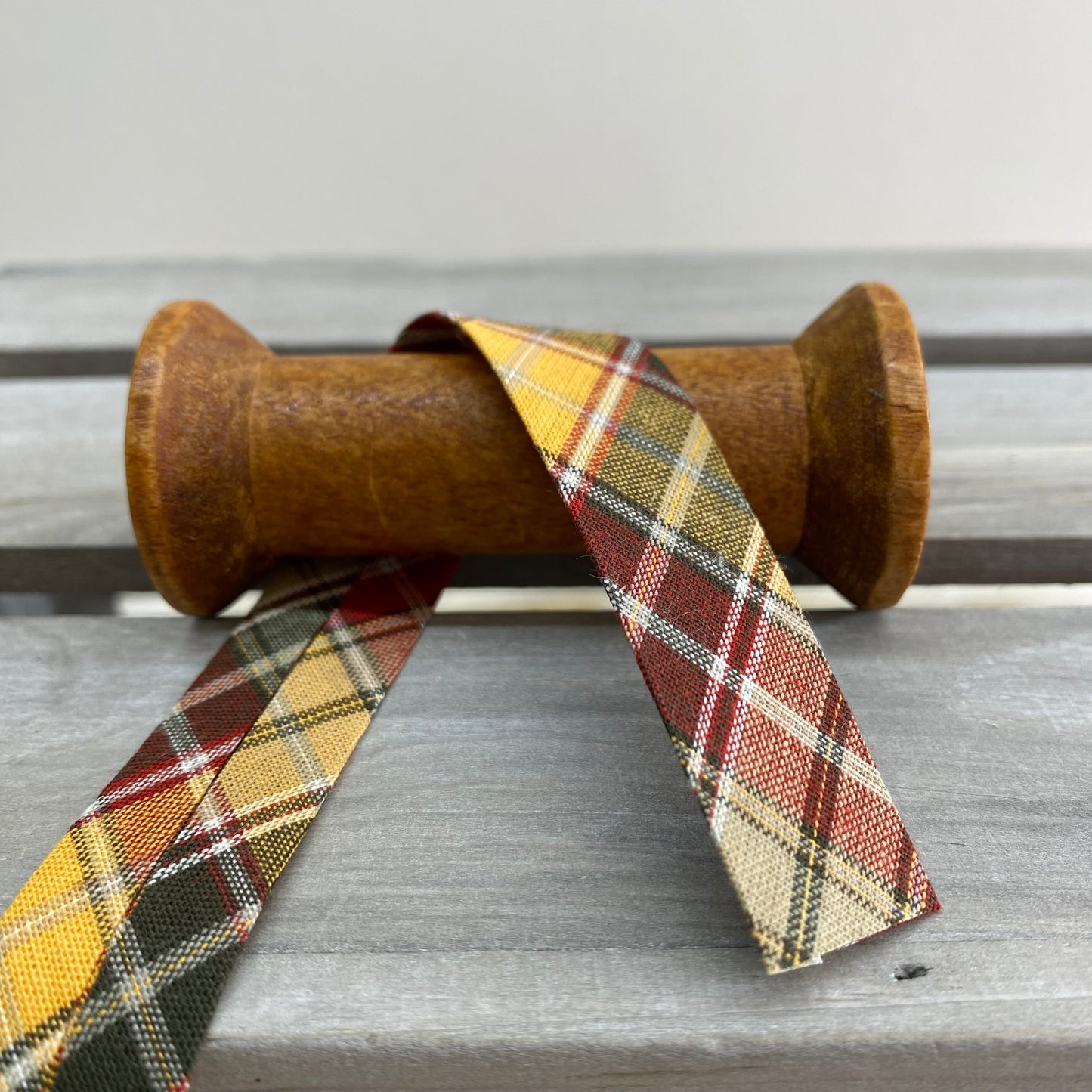 Tartan Cotton Bias Binding 20mm Rust
