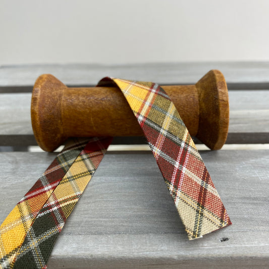 Tartan Cotton Bias Binding 20mm Rust