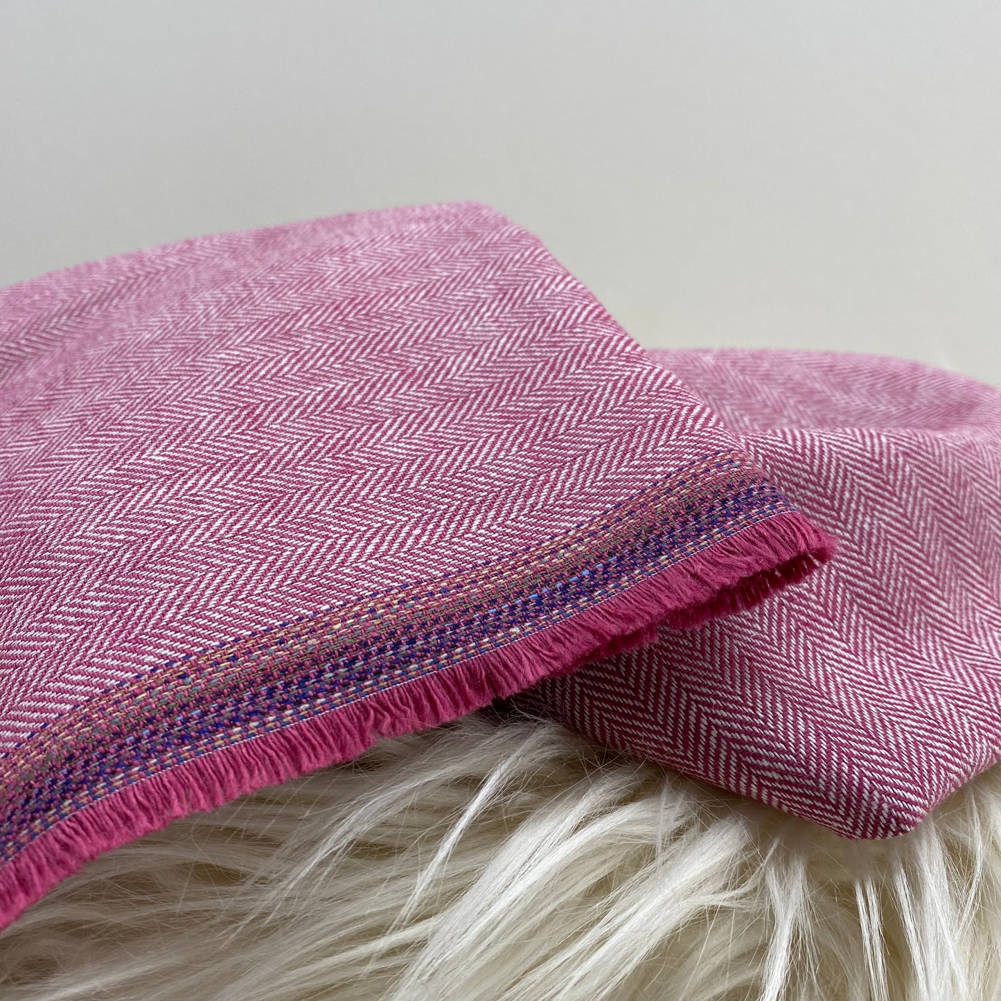 Herringbone Linen Blend Twill Fabric Rose