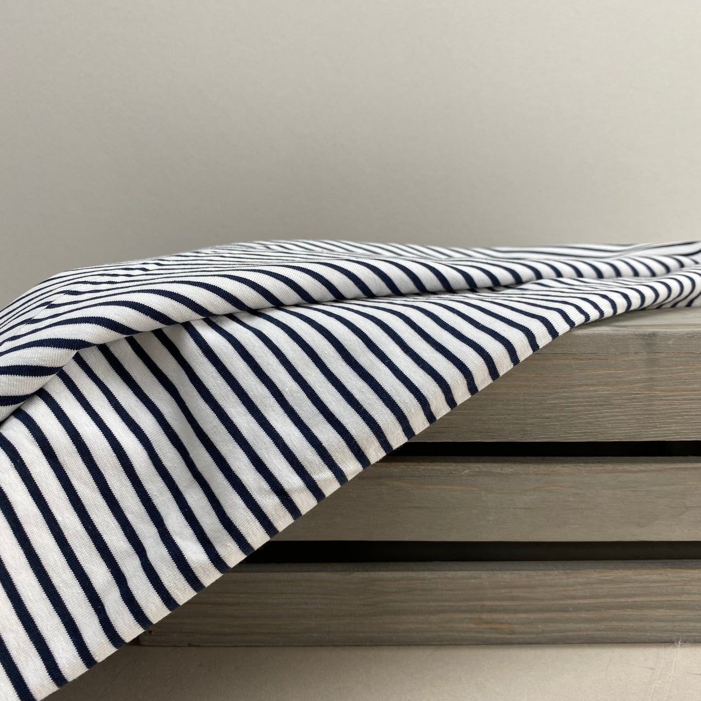 Breton Stripe Jersey Knit Navy 1.95m