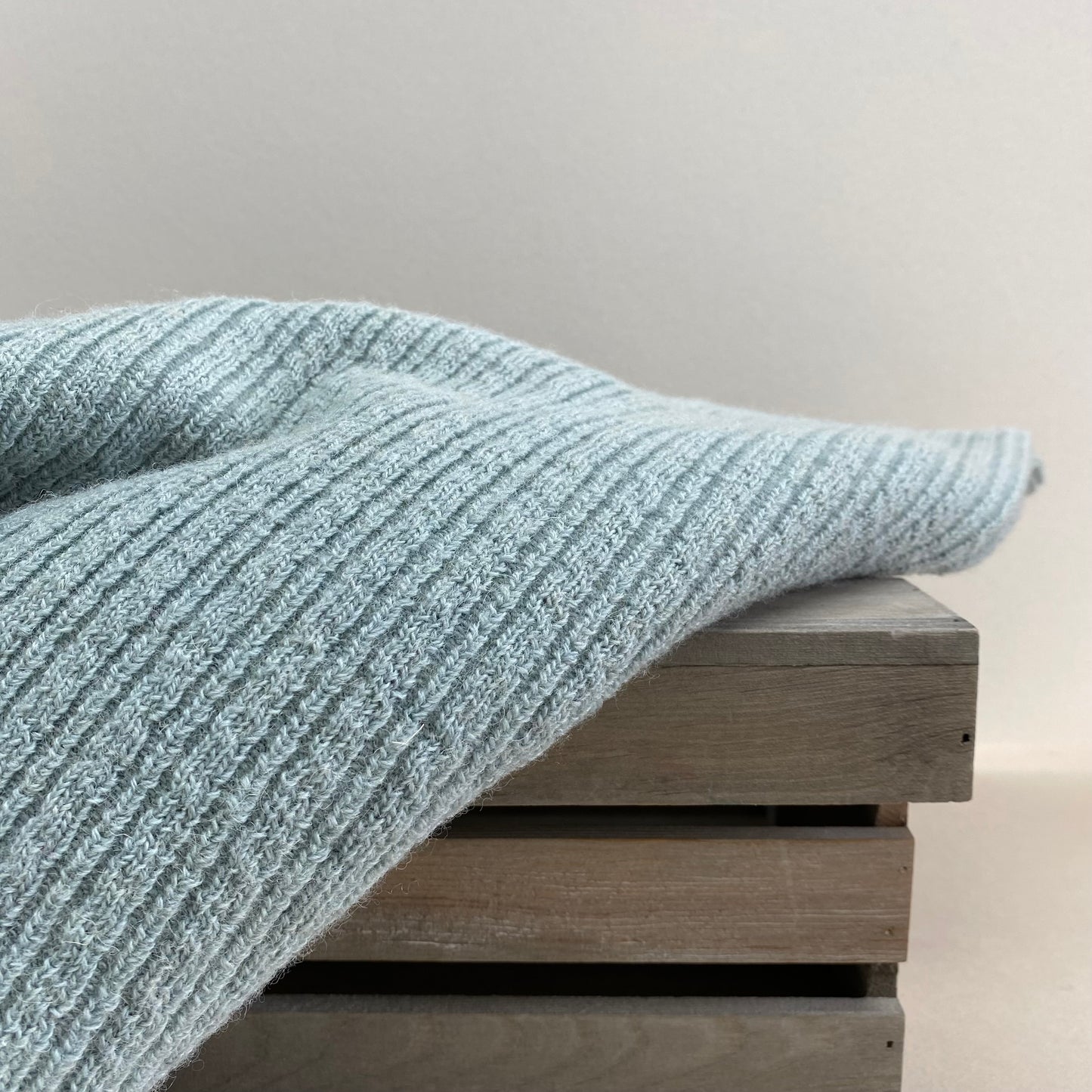 Wool Blend Rib Sweater Knit Fabric Celeste