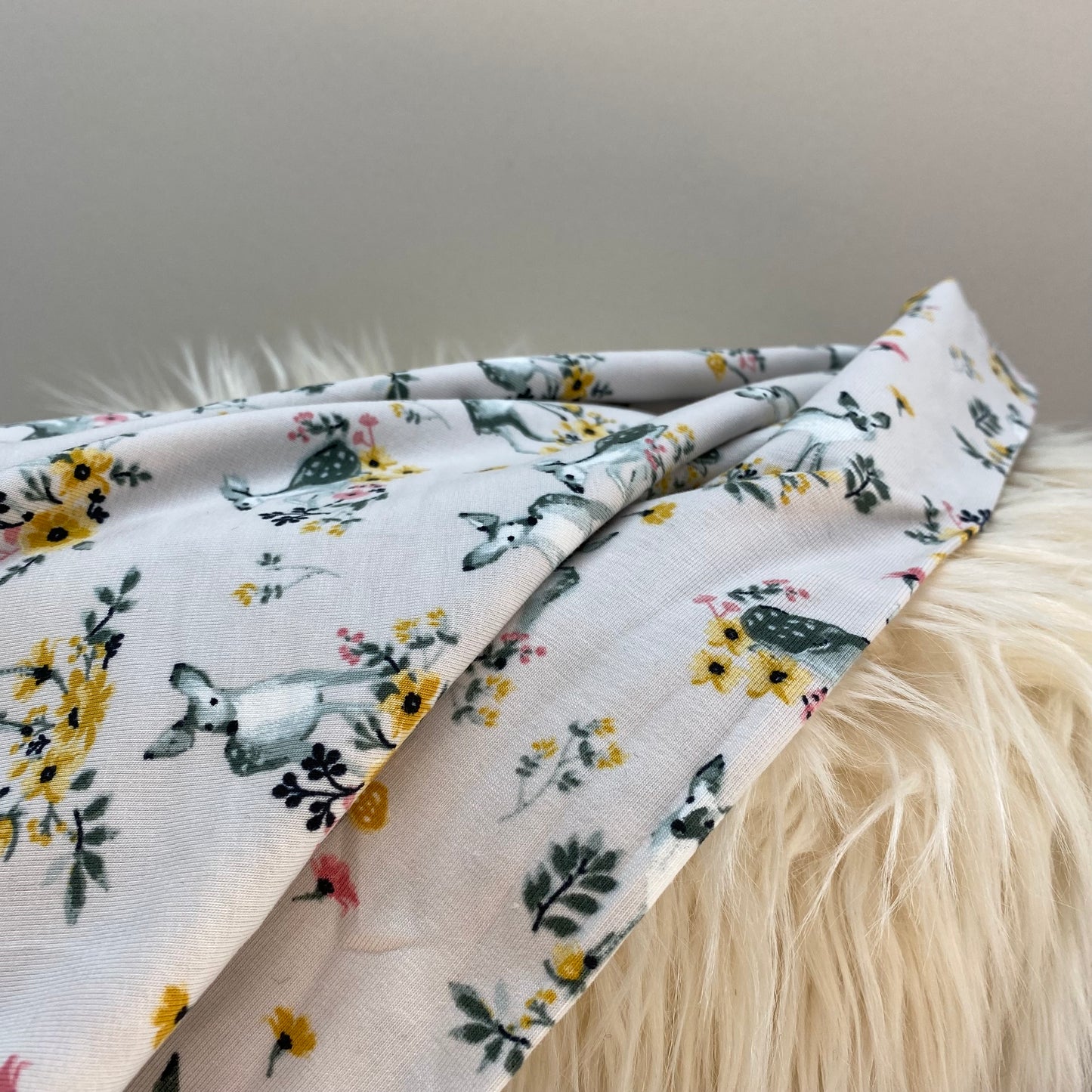 Doe a Deer Organic Cotton Jersey Fabric Roll End
