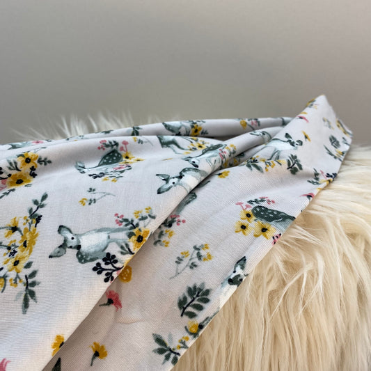Doe a Deer Organic Cotton Jersey Fabric Roll End