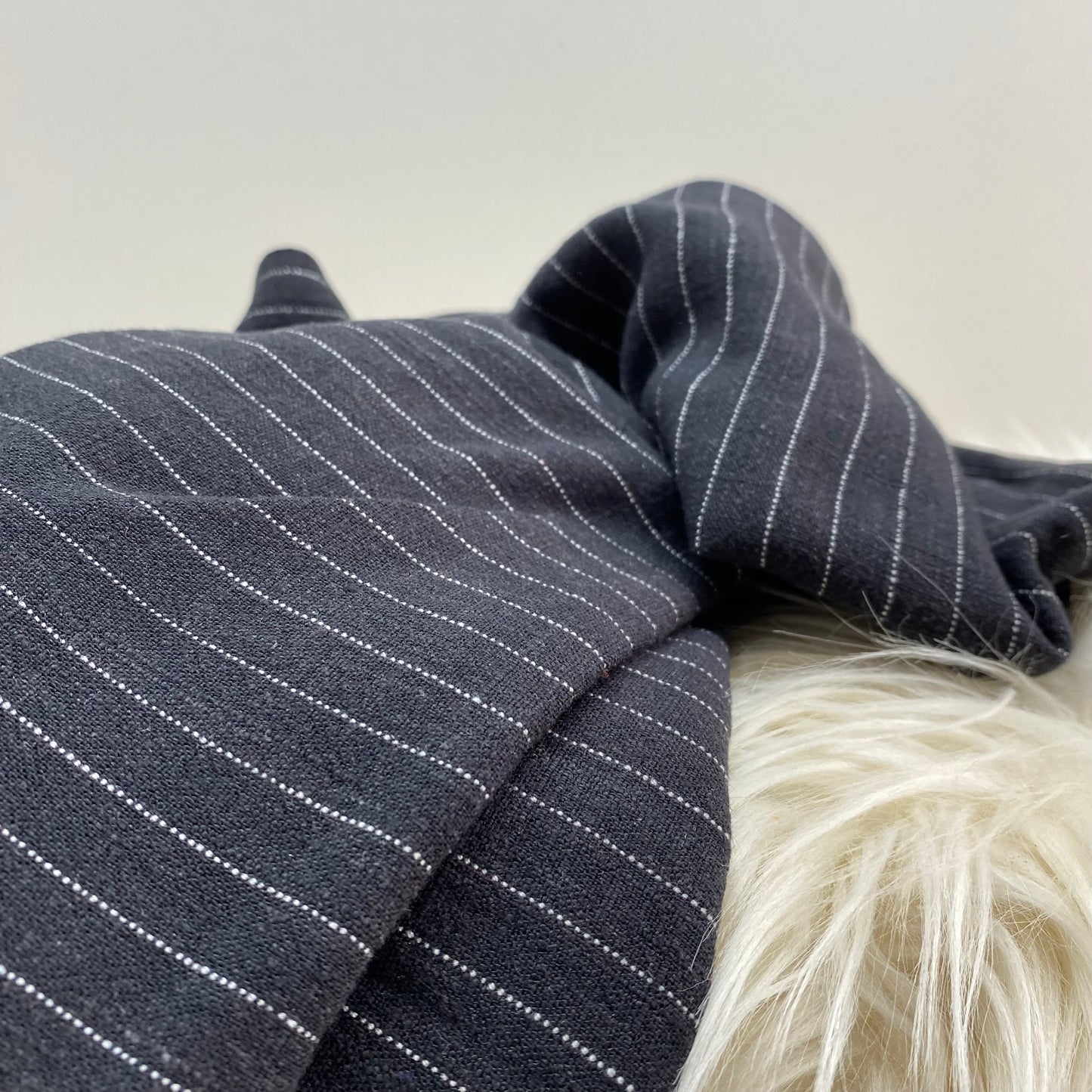 Pinstripe Viscose Linen Blend Fabric Black