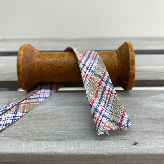Tartan Cotton Bias Binding 20mm Beige