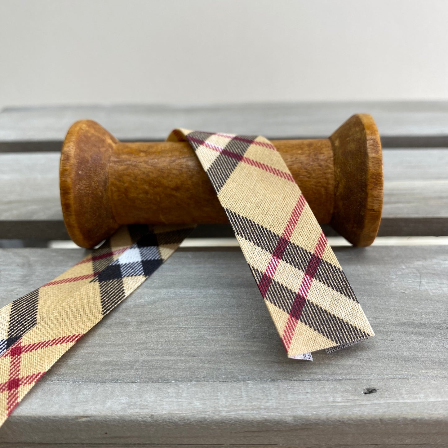 Tartan Cotton Bias Binding 20mm Camel