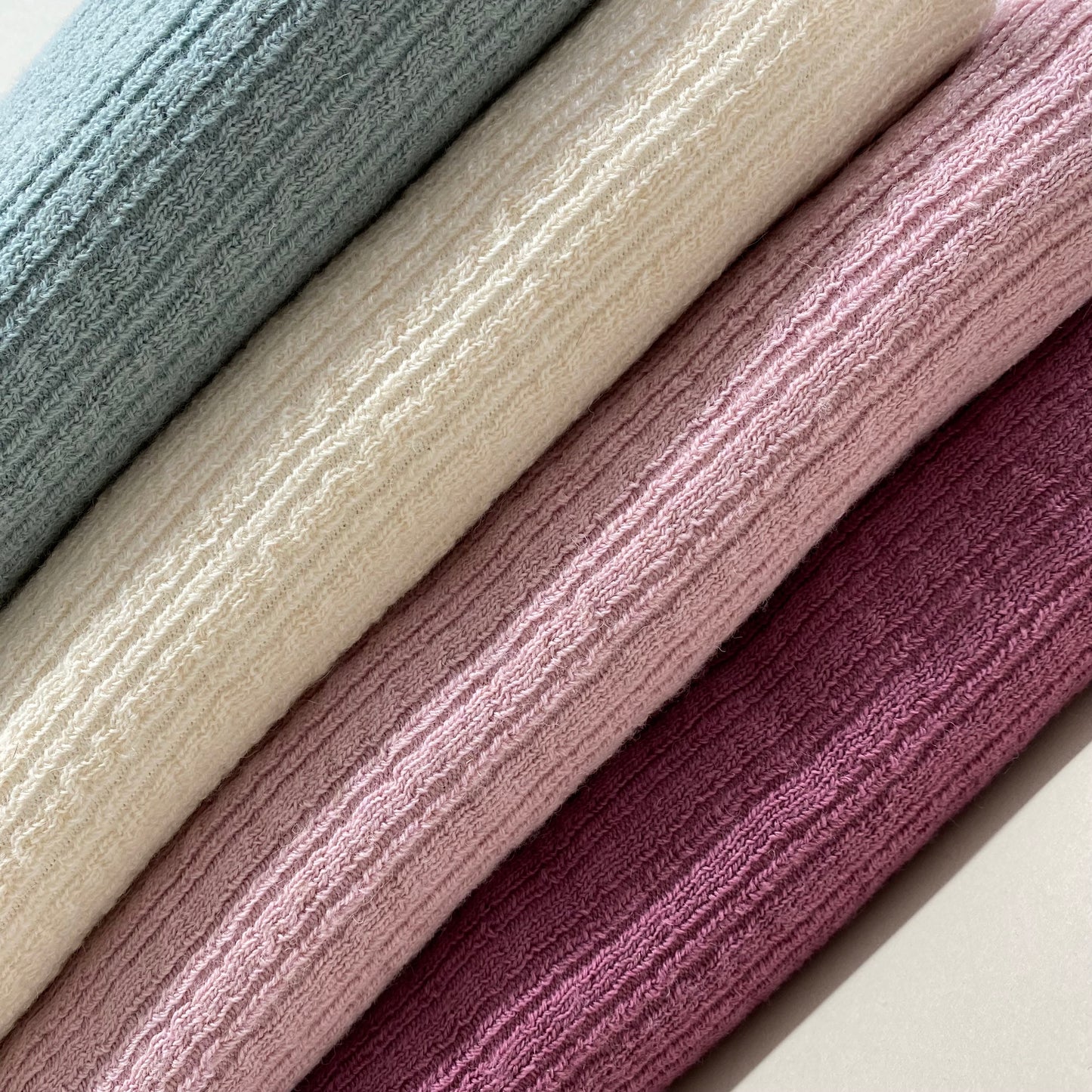 Wool Blend Rib Sweater Knit Fabric Milk