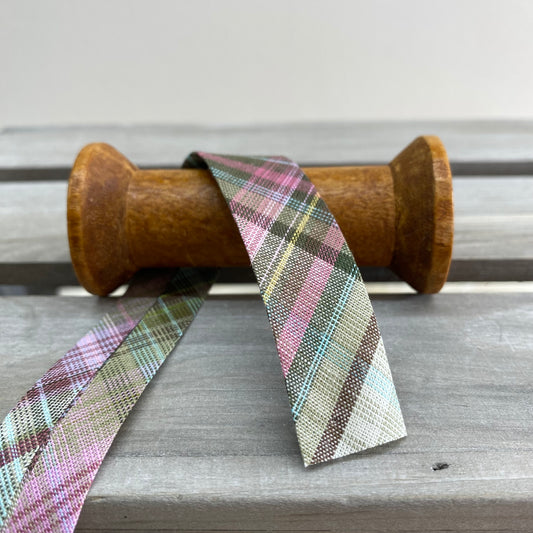 Tartan Cotton Bias Binding 20mm Pink