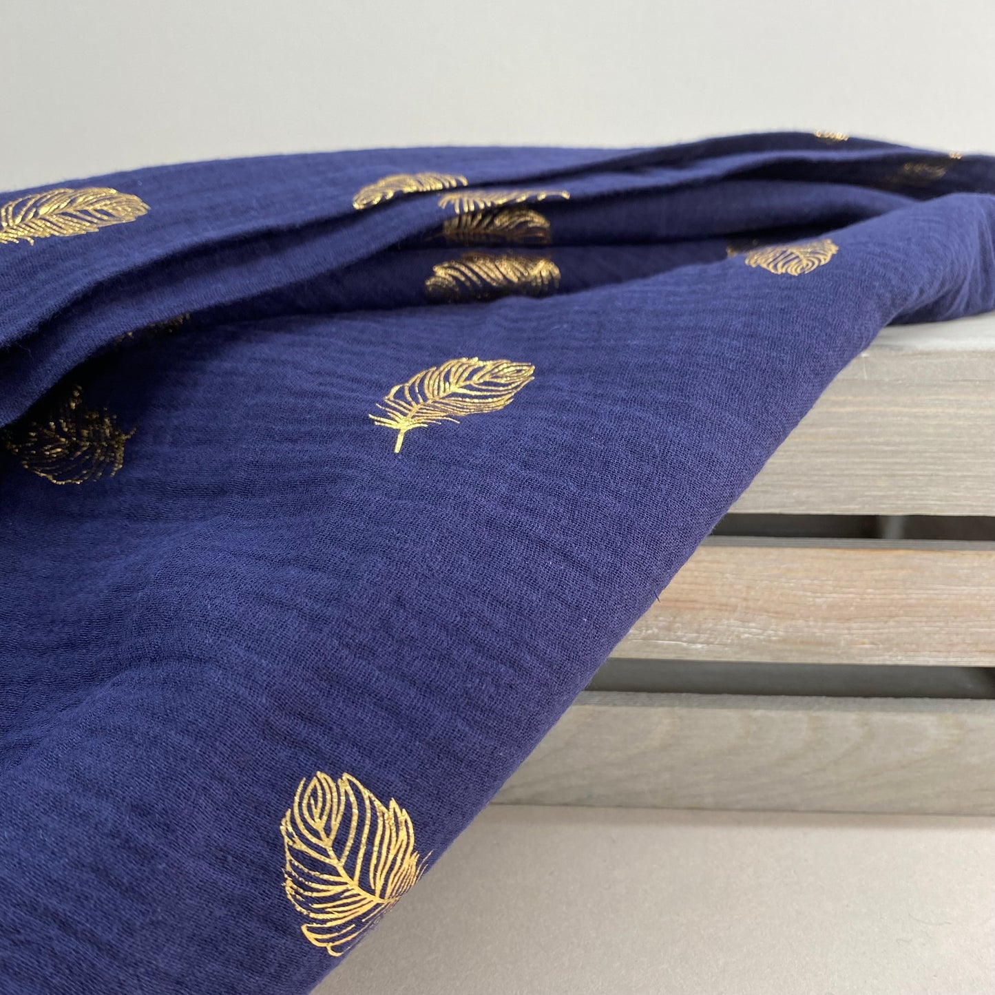 Olivia Double Gauze Fabric Feather Midnight 2.2m