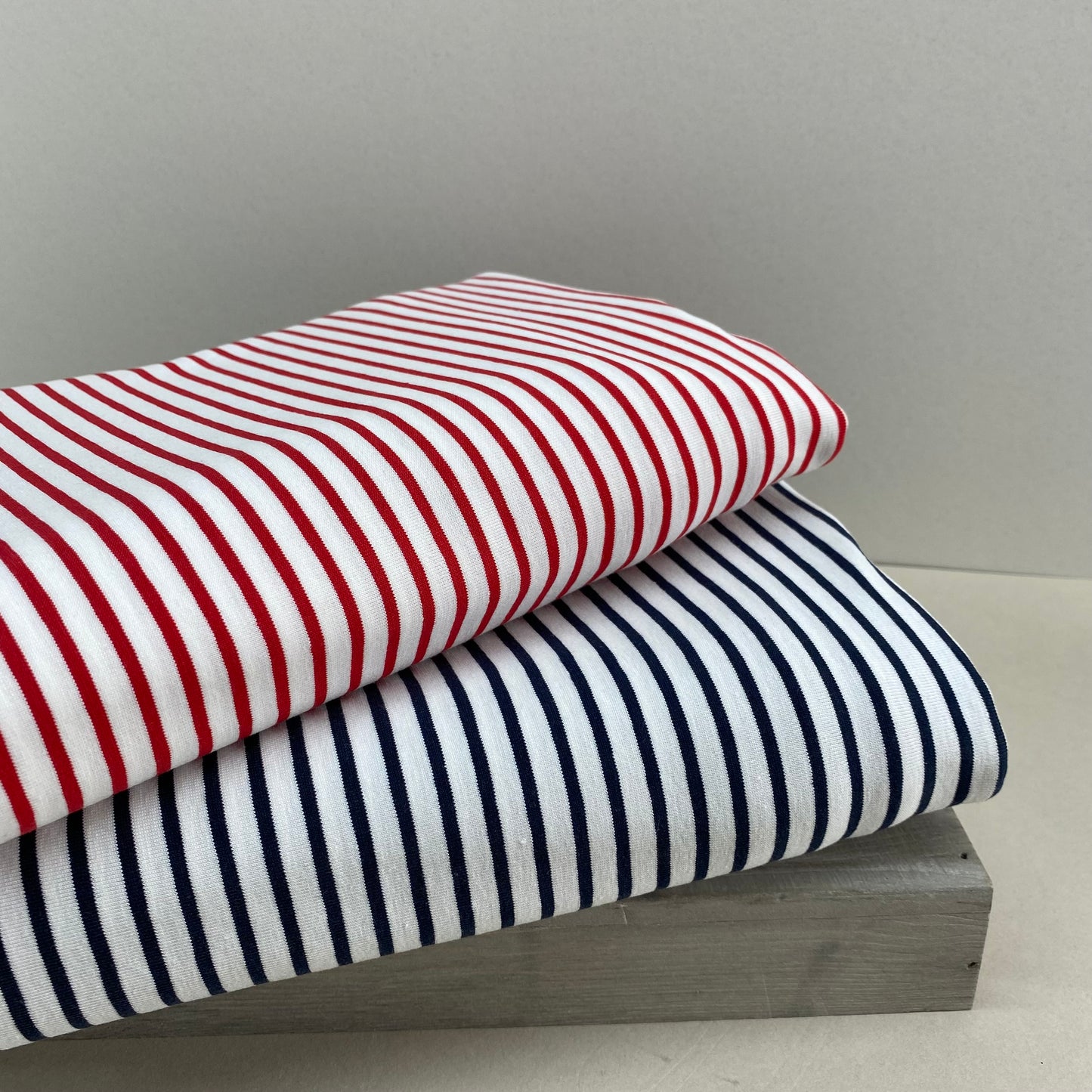 Breton Stripe Jersey Knit Navy 1.95m