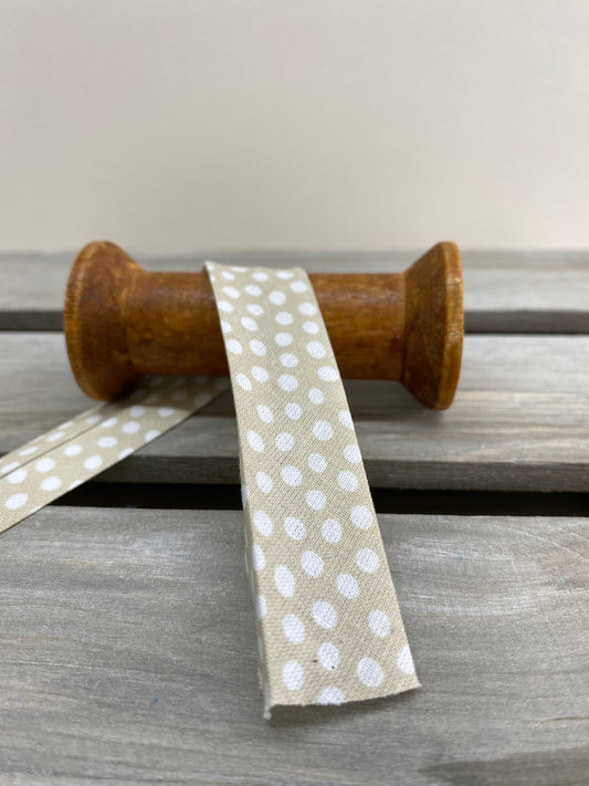 Beige Spot Cotton Bias Binding 20mm