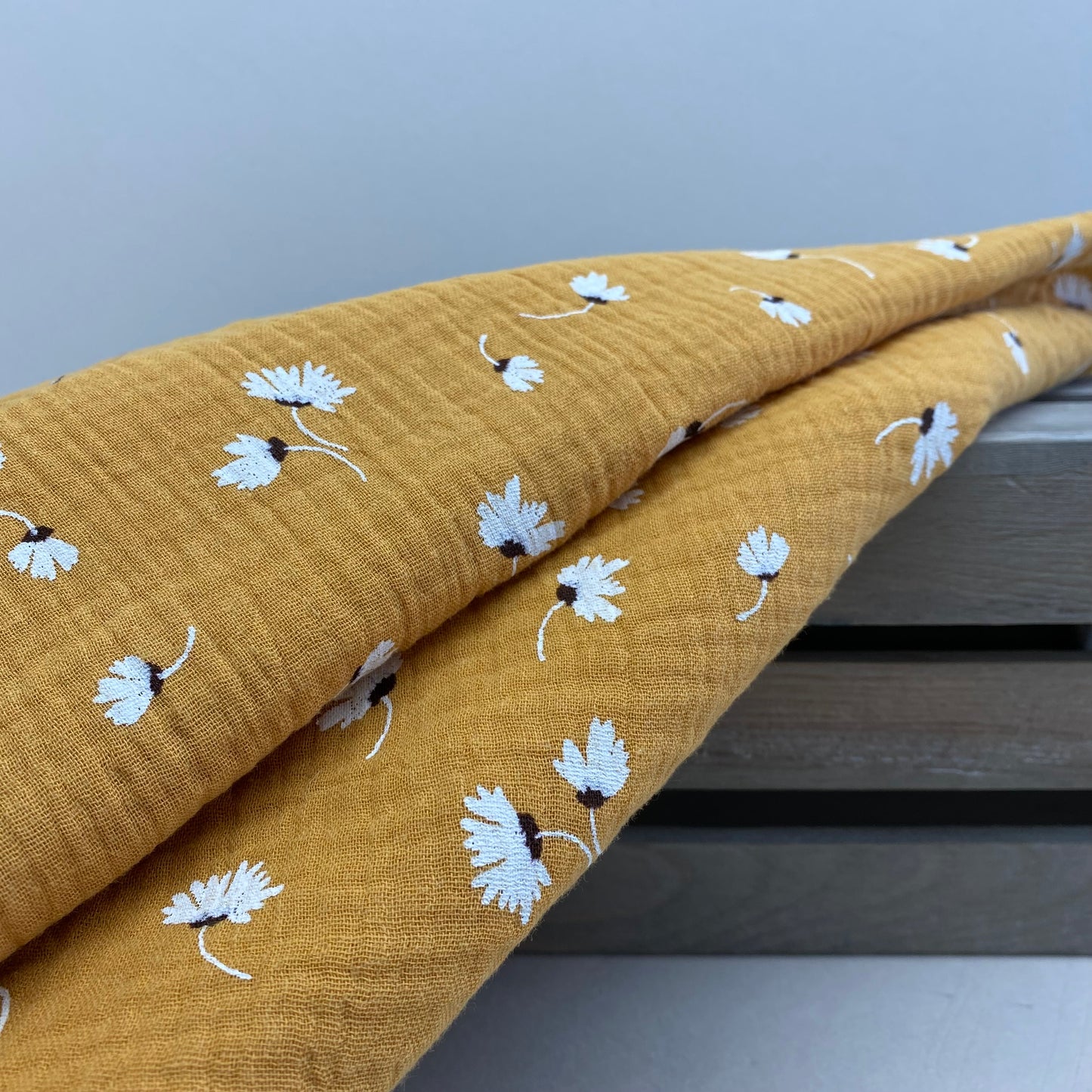 Olivia Double Gauze Fabric Sunflower Daisy