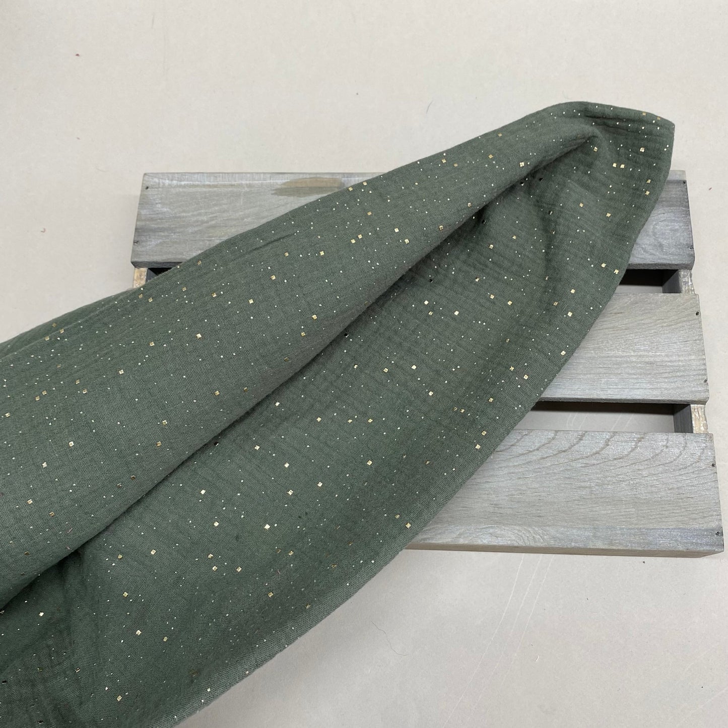 Olivia Double Gauze Fabric Dewdrops Olive 1.5m