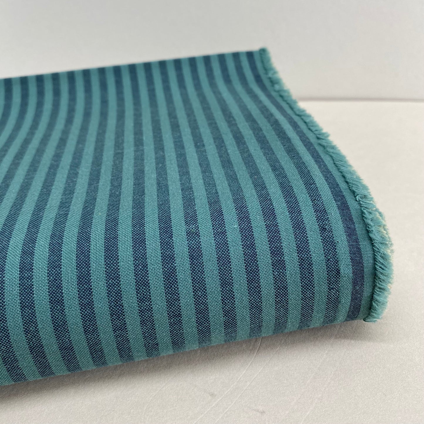 Mind the MAKER Organic Oxford Cotton Stripe Indigo Night & Chalky Green