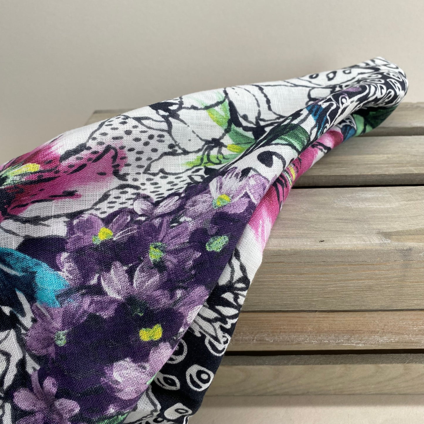 Patterned Linen Dressmaking Fabric Abstract Garden 1.2m