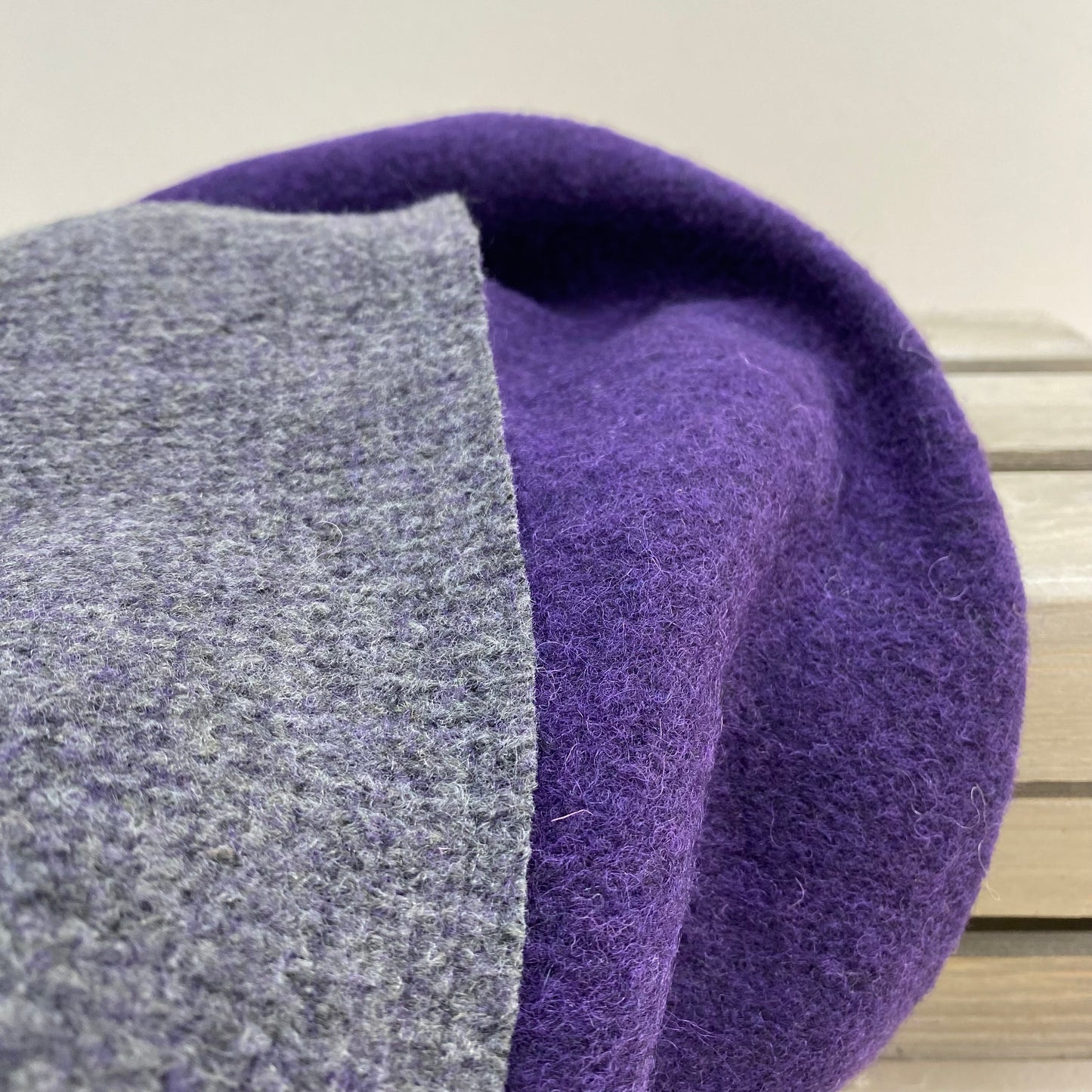 Double Face Boiled Wool Felt Purple /Charcoal 1m