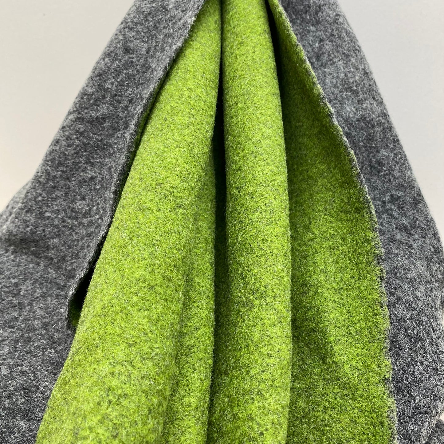 Double Face Boiled Wool Felt Bright Lime /Charcoal 2m