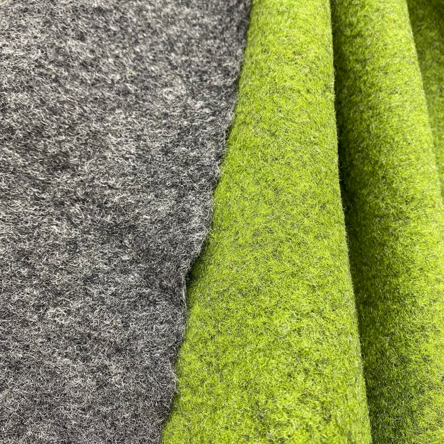 Double Face Boiled Wool Felt Bright Lime /Charcoal 2m