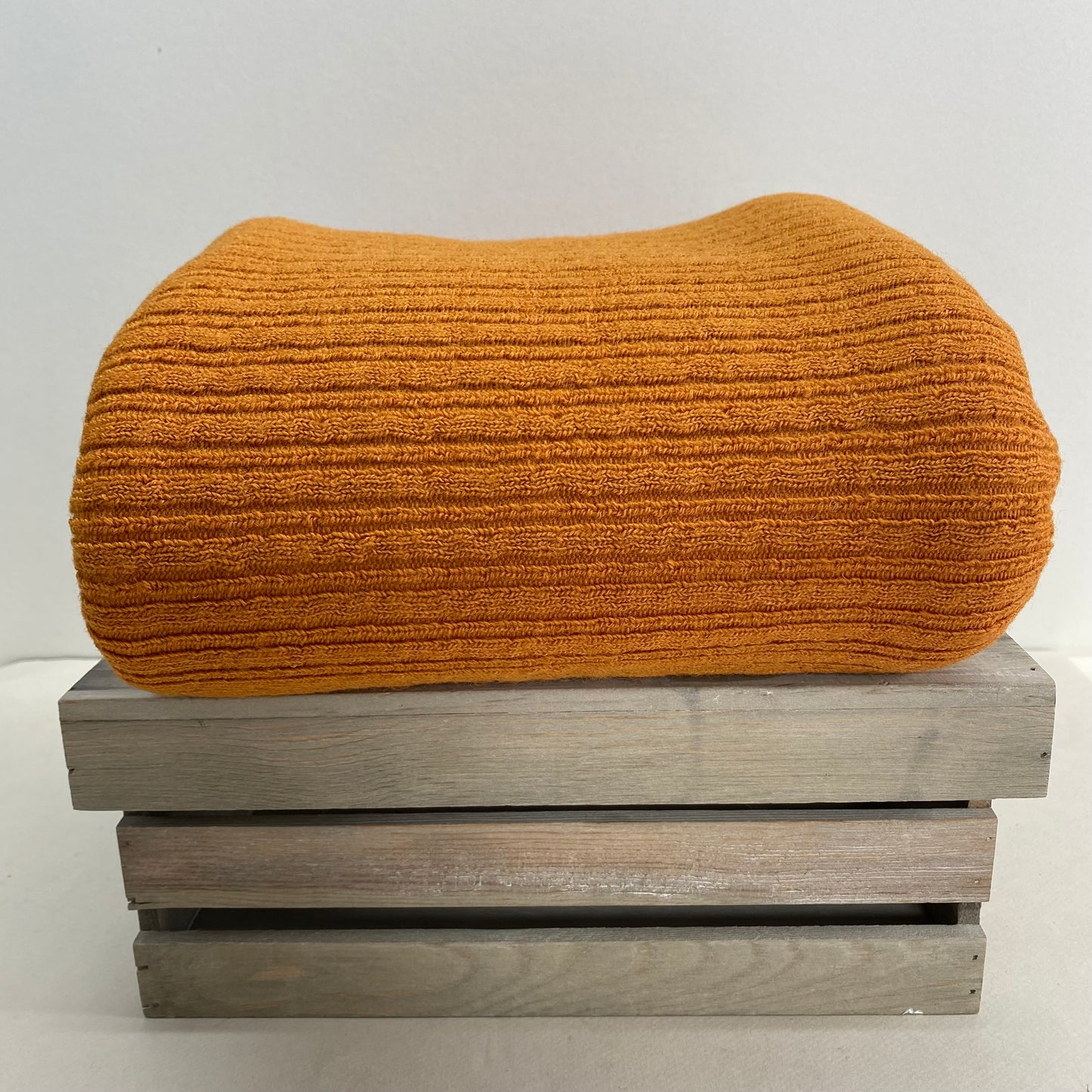 Wool Blend Rib Sweater Knit Fabric Pumpkin