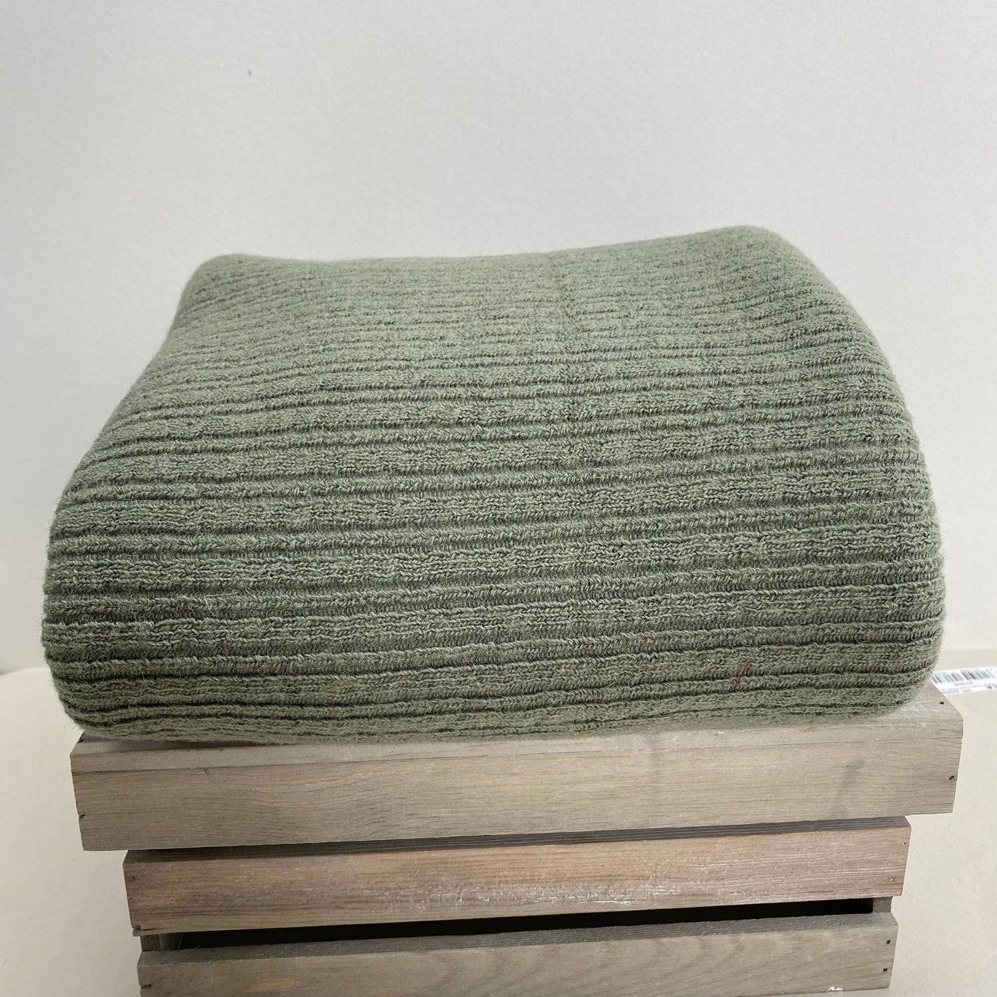 Wool Blend Rib Sweater Knit Fabric Sage