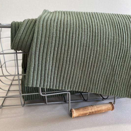 Una Cotton Knit Ribbing Olive 1m Fault