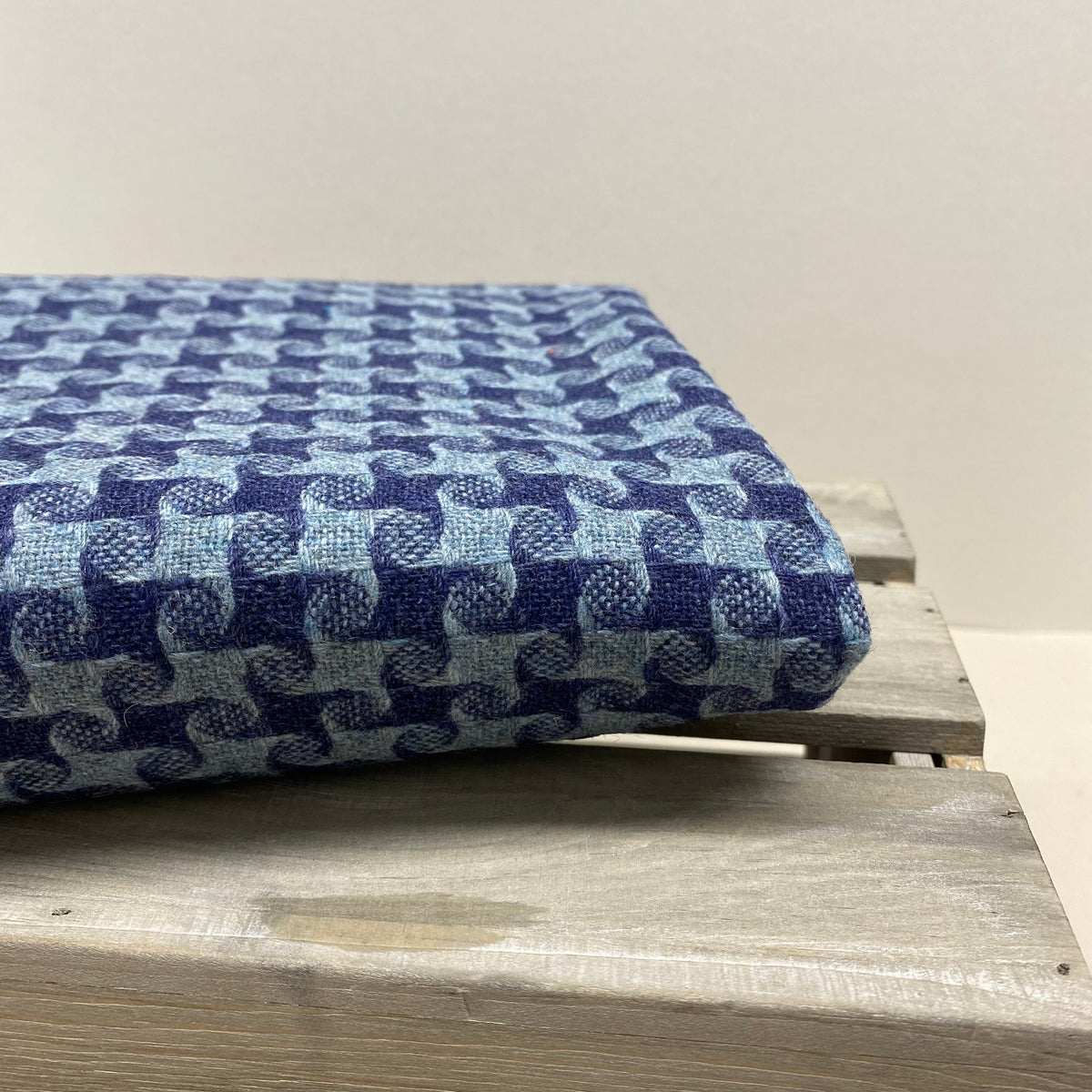 Textured Wool Herringbone Fabric Blue 1m