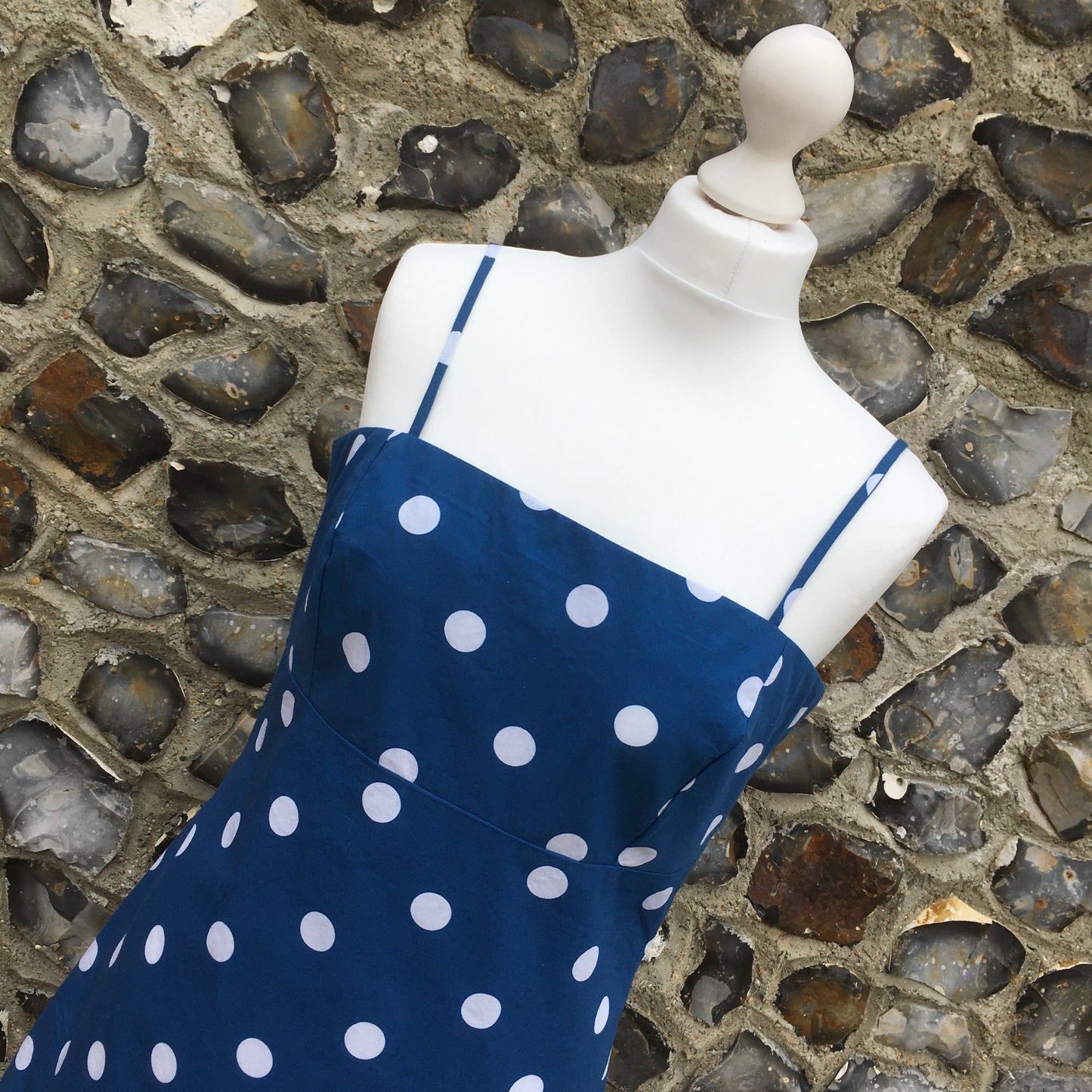 Spot Cotton Poplin Print Bright Navy